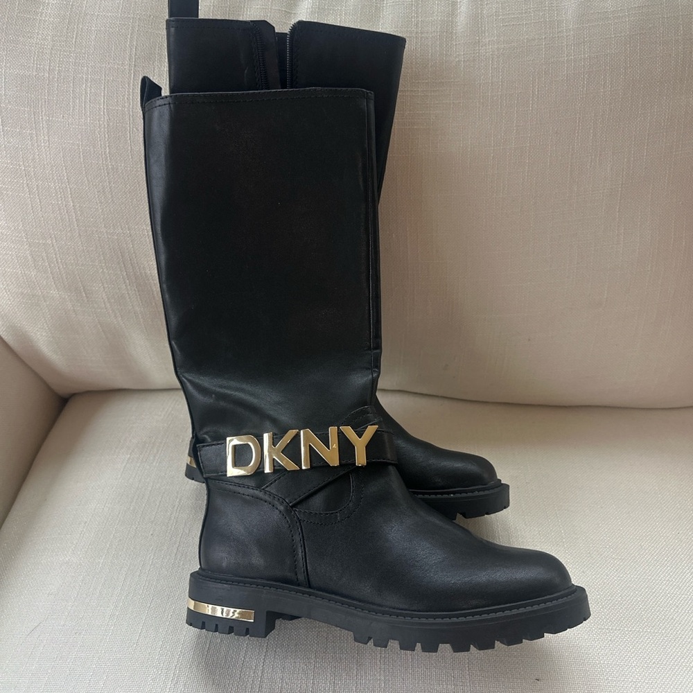 DKNY Black and Gold Women's Boots - Picture 2 of 6